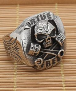 Gothic Ride Free Skull Piston Stainless Steel Ring | Heavy Metal Biker Band | Secure Checkout | Free Shipping | 7-Day Easy Returns - Image 5