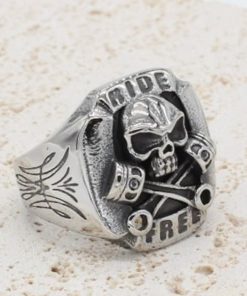 Gothic Ride Free Skull Piston Stainless Steel Ring | Heavy Metal Biker Band | Secure Checkout | Free Shipping | 7-Day Easy Returns - Image 3