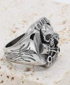 Gothic Ride Free Skull Piston Stainless Steel Ring | Heavy Metal Biker Band | Secure Checkout | Free Shipping | 7-Day Easy Returns